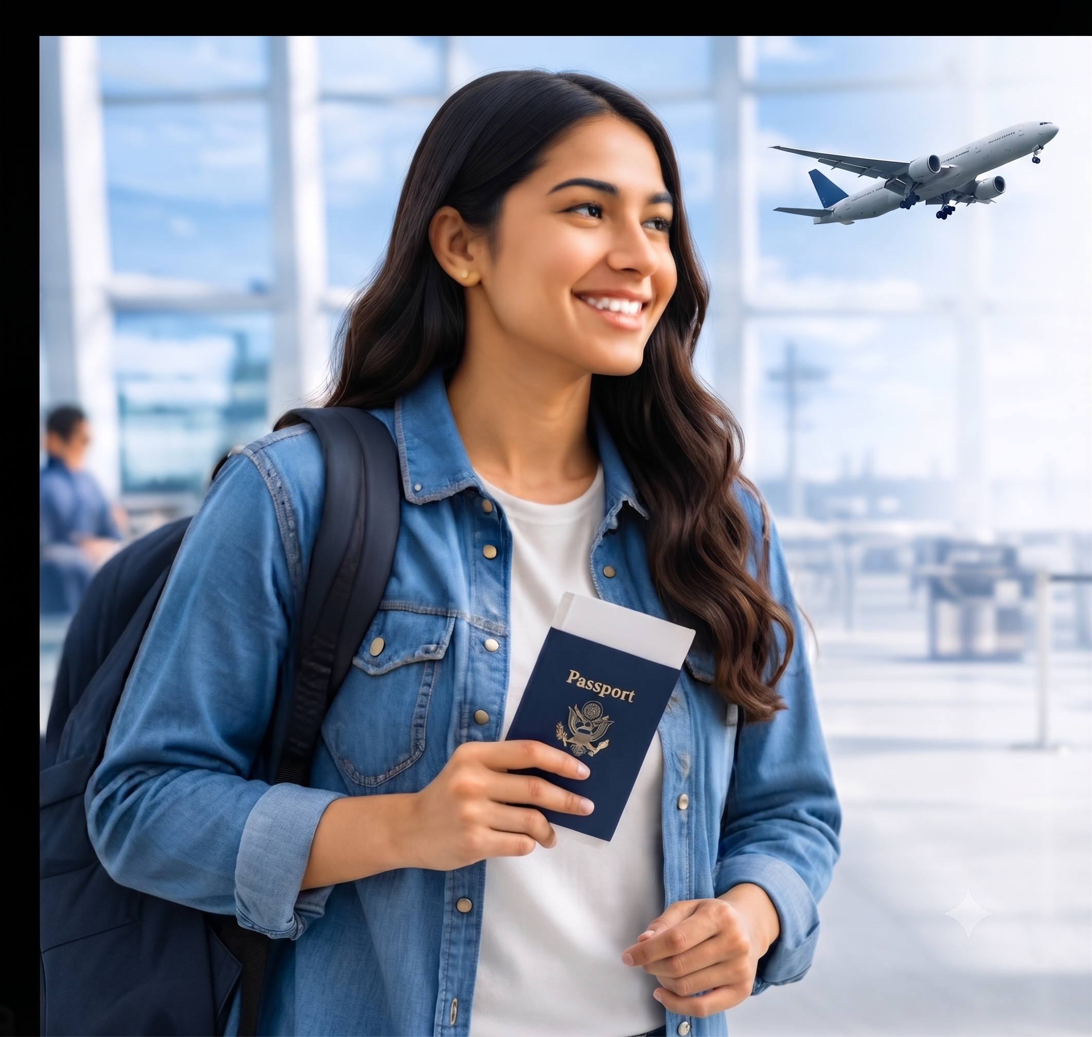 Student ready at airport